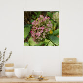 Herfst Hydrangea Bloom met Golden Hosta Leaves Poster (Keuken)