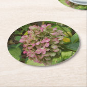 Herfst Hydrangea Bloom met Golden Hosta Leaves Ronde Kartonnen Onderzetter (Gebogen)