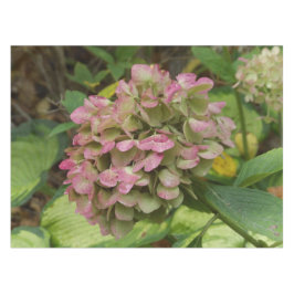 Herfst Hydrangea Bloom met Golden Hosta Leaves Tafelkleed