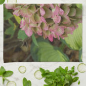 Herfst Hydrangea Bloom met Golden Hosta Leaves Theedoek (Gevouwen)