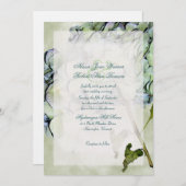 Herfst Hydrangea groen en blauw bruiloft uitnodige Kaart (Voorkant / Achterkant)