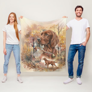 Herfst Ierse Setter en Fazant Jacht Kunst Fleece Deken