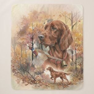 Herfst Ierse Setter en Fazant Jacht Kunst Sherpa Deken