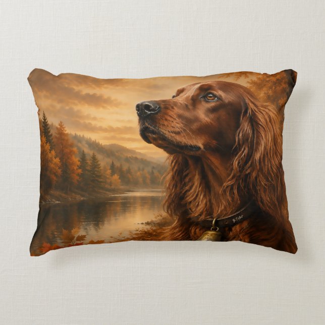Herfst Ierse Setter – Rustieke Jachthond Kunst Accent Kussen (Voorkant)