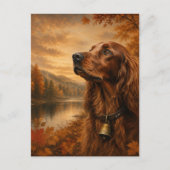 Herfst Ierse Setter – Rustieke Jachthond Kunst Briefkaart (Voorkant)