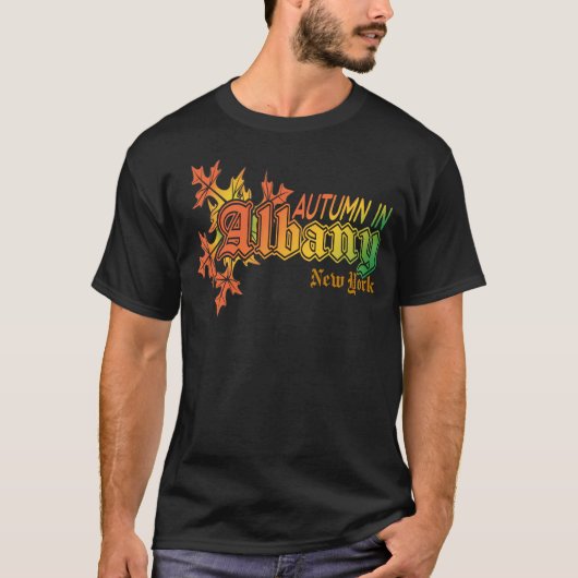 Herfst in Albany New York met herfstbladeren T-shirt (Voorkant)