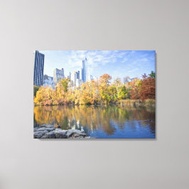 Herfst in Beauful Central Park Lake New York City Canvas Afdruk