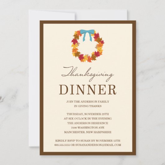 HERFST IN BLUE | THANKSGIVING DINNER INVITE KAART (Voorkant)