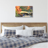 Herfst in Central Park: Boaters door Bow Bridge #0 Canvas Afdruk (Insitu (Slaapkamer))