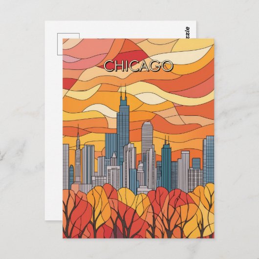 Herfst in Chicago Illinois Reizen Briefkaart (Voorkant / Achterkant)