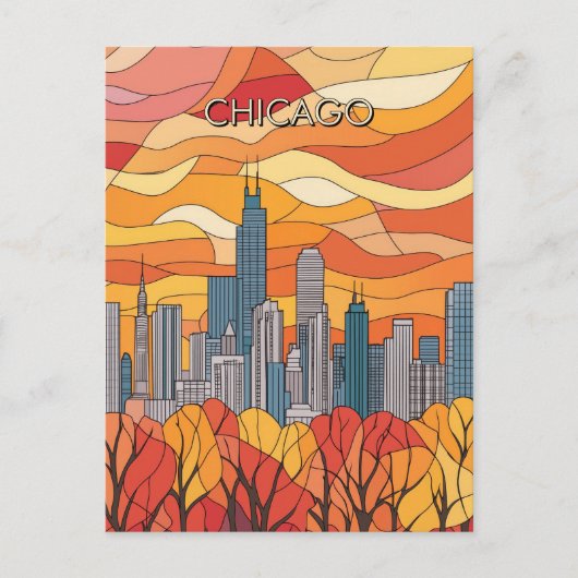 Herfst in Chicago Illinois Reizen Briefkaart (Voorkant)