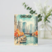 Herfst in Chicago River City Briefkaart (Staand voorkant)