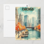 Herfst in Chicago River City Briefkaart (Voorkant / Achterkant)