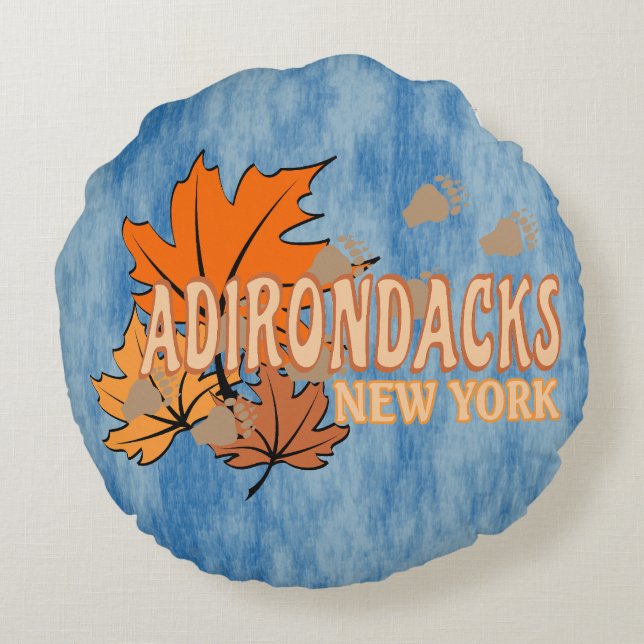 Herfst In De Adirondacks Met Herfstbladeren Beer T Rond Kussen (Achterkant)