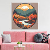 Herfst in de bergen kleurrijke grafische kunst canvas afdruk (Insitu (Woonkamer))