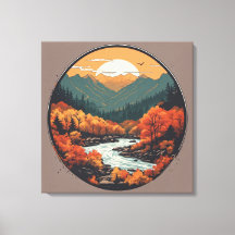 Herfst in de bergen kleurrijke grafische kunst