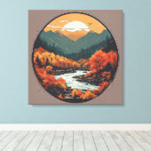 Herfst in de bergen kleurrijke grafische kunst canvas afdruk (Insitu (Houten vloer))