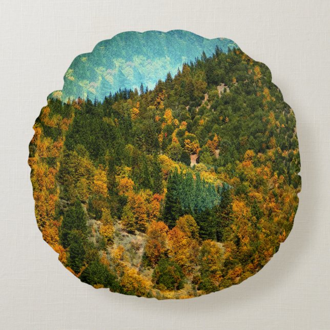 Herfst in de bergen..... rond kussen (Voorkant)