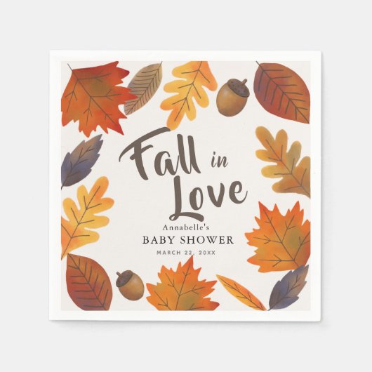 Herfst in de liefde Autumn Leaves Baby shower Pape Servet (Voorkant)