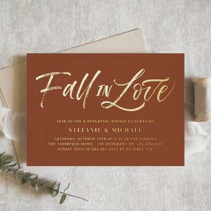 Herfst in de liefde belettering terracotta repetit folie uitnodiging
