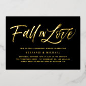 Herfst in de liefde belettering zwarte repetitie d folie uitnodiging (Voorkant)