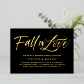 Herfst in de liefde belettering zwarte repetitie d folie uitnodiging (Staand Voorkant)