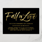 Herfst in de liefde belettering zwarte verlovingsf folie uitnodiging (Voorkant)