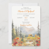 Herfst in de liefde berg bruiloft uitnodiging (Voorkant)