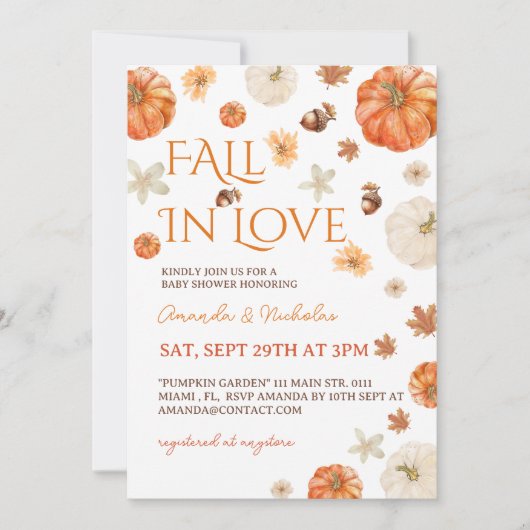 Herfst in de liefde Bloemen Herfst Baby shower Kaart (Voorkant)