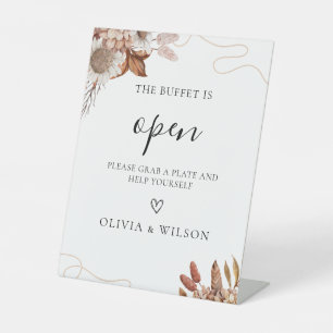 Herfst in de liefde Boho Bloemen Trouwbuffet Reclamebord Met Voetstuk