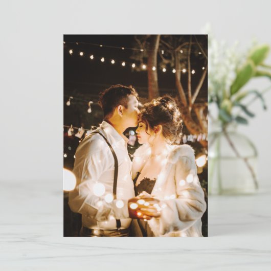 Herfst in de liefde | Boho Bloemen Trouwfoto Bedankkaart (Staand voorkant)