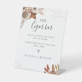 Herfst in de liefde | Boho Bloemen Trouwsigaar Bar Reclamebord Met Voetstuk