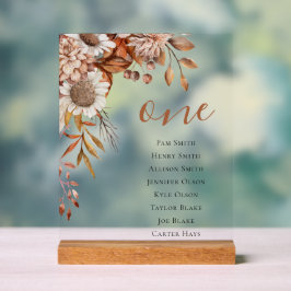 Herfst in de liefde | Boho Bloemen Trouwstoel Graf Acryl Bord