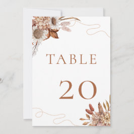 Herfst in de liefde | Boho Bloemen Trouwtafel Numm Kaart