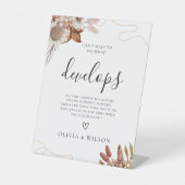 Herfst in de liefde | Boho bruiloft wegwerp camera Reclamebord Met Voetstuk (Voorkant)