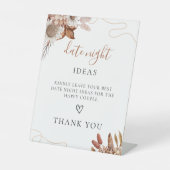 Herfst in de liefde | Boho Date Night Vrijgezellen Reclamebord Met Voetstuk (Voorkant)