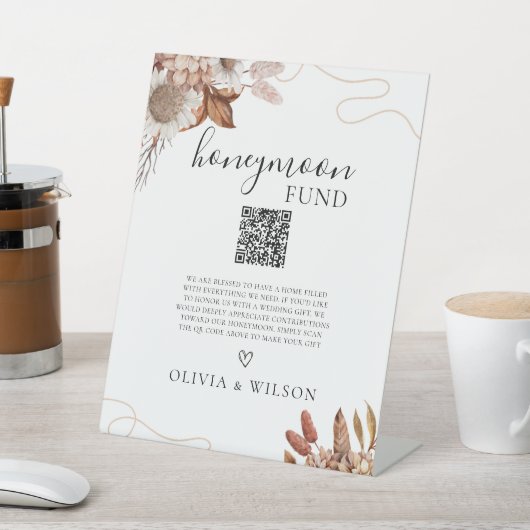 Herfst in de liefde | Boho Flowers Honeymoon Fund  Reclamebord Met Voetstuk (Insitu)