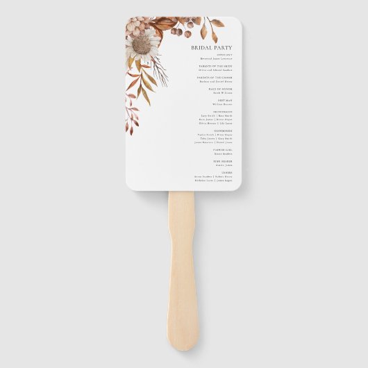 Herfst in de liefde | Boho Flowers huwelijksprogra Handwaaier (Achterkant)