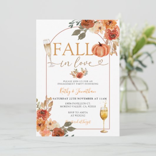 Herfst in de liefde Boho Pumpkin Arch Engagement P Kaart (Staand voorkant)