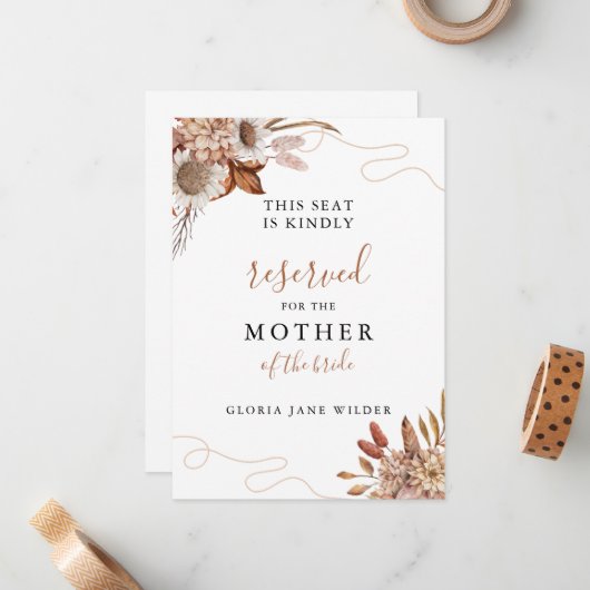 Herfst in de liefde | Boho Wedding Gereserveerde Z Notitiekaartje (Voorkant / Achterkant in situ)