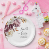 herfst in de liefde | Bourgogne Bloemen Herfst Huw Papieren Bordje (Feest)