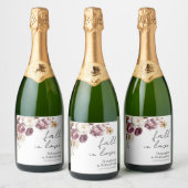 herfst in de liefde | Bourgondische bloemenbruilof Sparkling Wijnetiket (Flessen)