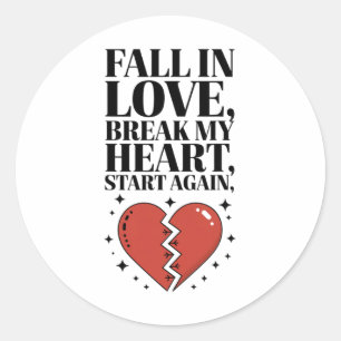Herfst in de liefde Breek mijn hart Begin opnieuw  Ronde Sticker