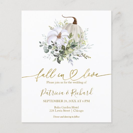 Herfst in de liefde budget bruiloft uitnodiging (Voorkant)