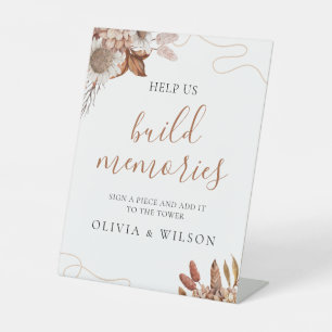 Herfst in de liefde Build Memories Wedding Guest Reclamebord Met Voetstuk
