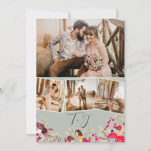 Herfst in de liefde champignons groene rustige fot kaart (Achterkant)