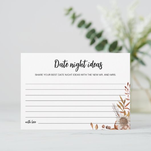Herfst in de liefde | Date Night Ideeën Vrijgezell RSVP Kaartje (Staand voorkant)