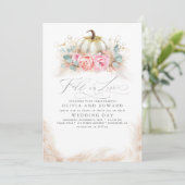Herfst in de liefde Elegant Wedding Pink Flowers P Kaart (Staand voorkant)