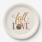Herfst in de liefde | Gebroken witte herfsteikel Papieren Bordje (Voorkant)