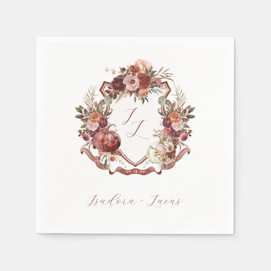 Herfst in de liefde | Herfst Blooms Wedding Crest Servet (Voorkant)